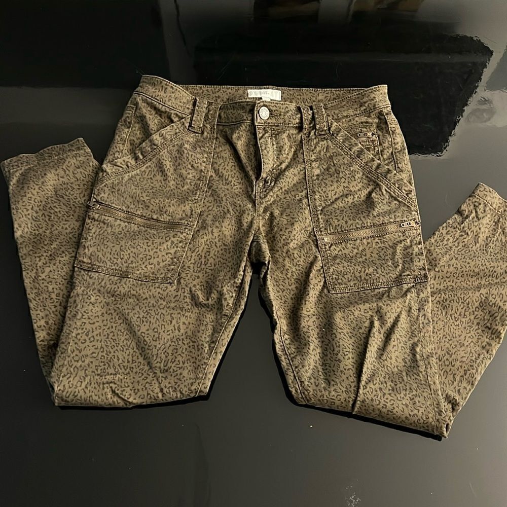 Joie Park French Army Green  Animal Print Skinny Jeans 29